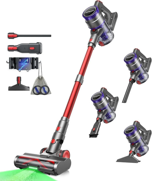 VACTechPro odkurzacz pionowy, Odkurzacz F02 600 W / 55KPa, 1, 6 l, 600 W, duży zbiornik, czerwony, 70Min d 'czas pracy, 8-warstwa filtracji, zbiornik pyłu 600 W/55KPa