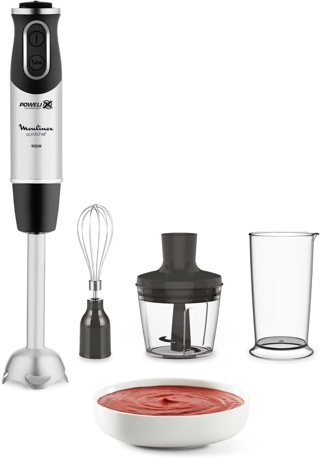 Moulinex blender ręczny, 3- in-1 DD655811 Blender, 000 W, 10 regulowanych prędkości, Technology Polex 4 ostrza, 4 ostrza Polex 3 w 1