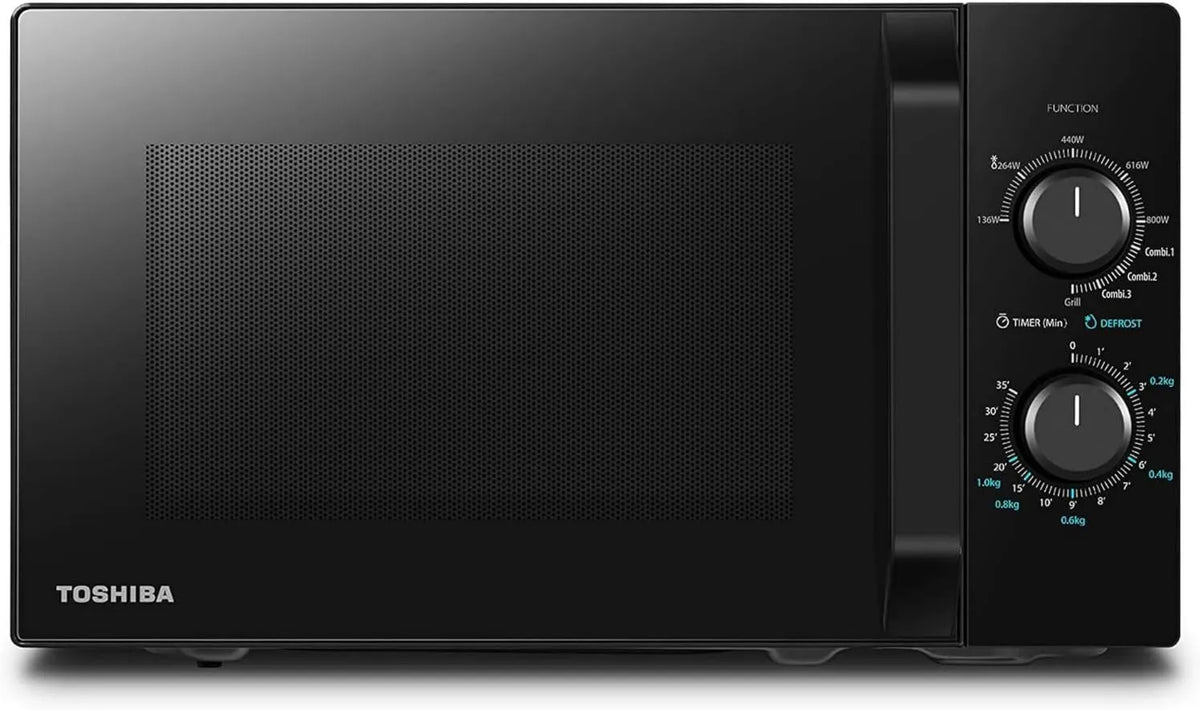 Toshiba, MW2-MG20P W, 1000 W Kuchenka mikrofalowa, 20 l, 700 / 1000 W, grill, czarny, 9 poziomów mocy, żarówka LED, Łatwe rozmrażanie