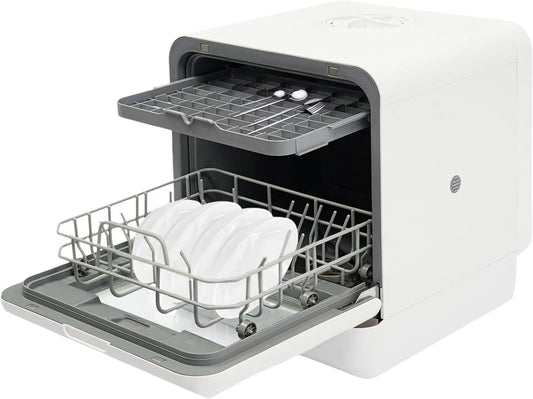 QRANSEUYXY zmywarka kompaktowa, Zmywarka, 6 l, 1100 W, kompaktowy przenośny z 4 trybami prania, duży zbiornik, 2 poziomów prętów i podparcie miski