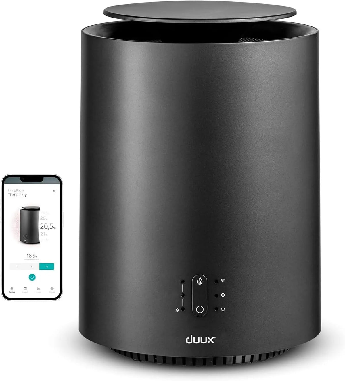Duux, Grzejnik elektryczny, 1800 W, cichy, szary, Elektryczny ekonomicznie z 1800 W mocy