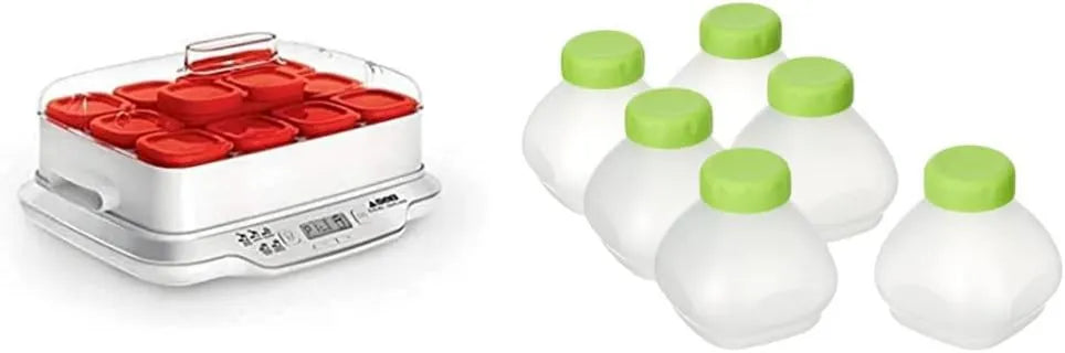 SEB, XF102000 BPA- Free, Compact, do domu Yaourt & Delices Box Sześć butelek butelki Picie Yaourt, Yaourt 12 garnki, garnki szklane 140 ml, 5