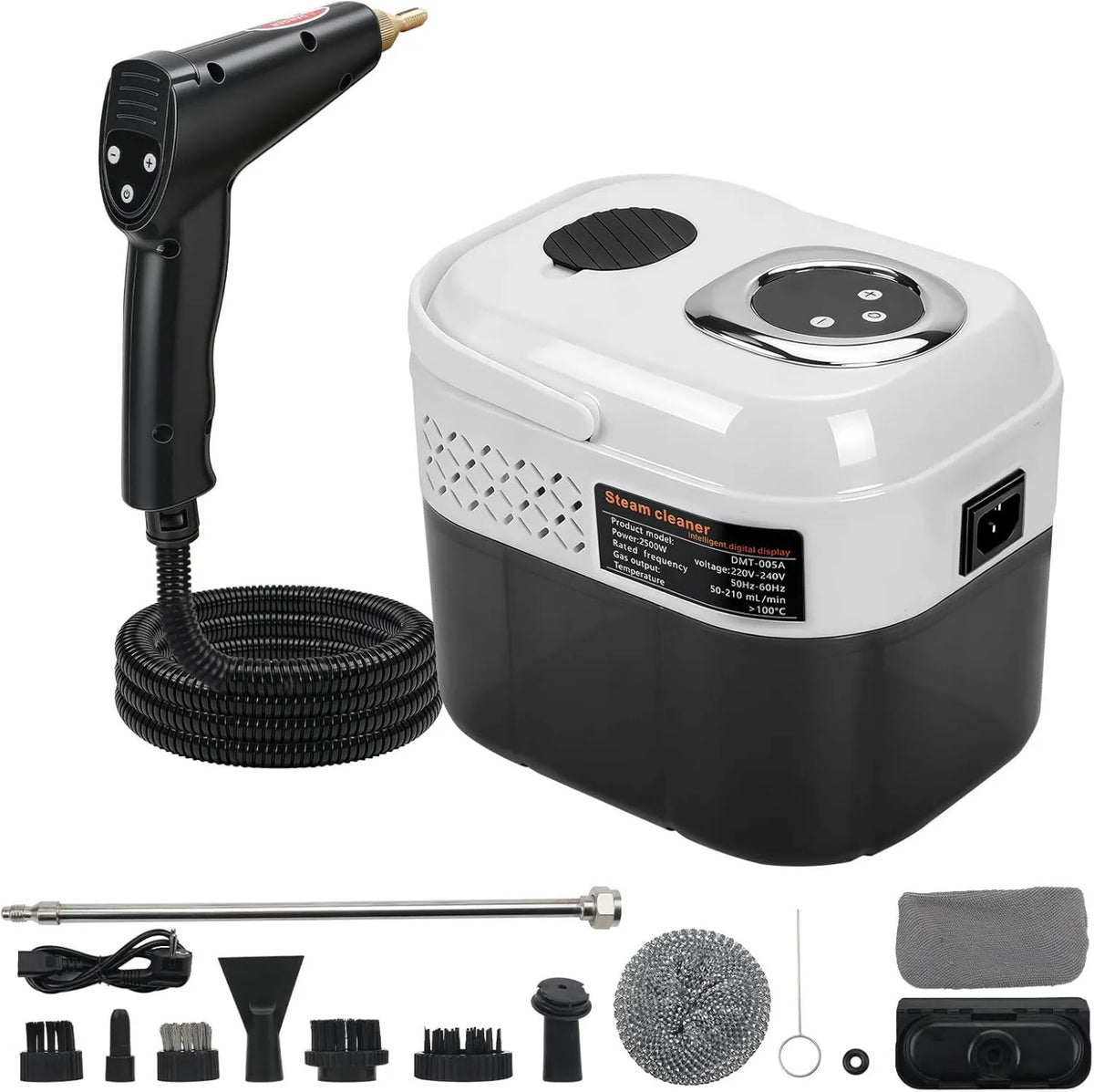 LMYSUFI myjka parowa, Elektryczny grzejnik, 2500 W, 15 s czyszczący, przenośny, para, para przenośna 2500 W Wysokie ciśnienie 1700 ML czyszczarka parowa