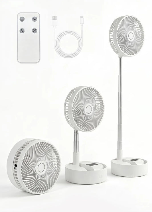 MOXTOYU, Wentylator, 90 ° / 120 ° oscylacja, 3 cm, przenośny, licznik, USB, tłumik, 8000 mAh bateria, 5 prędkości