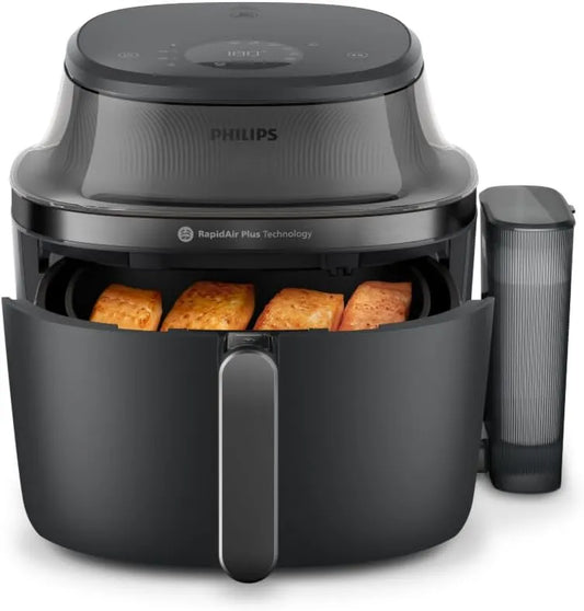 PHILIPS frytkownica beztłuszczowa, NA540 / 2001 suszarka na gorące powietrze, 7.2 l, Płyta IPS, para, czerń, RapidAir Plus & Steamfry, Auto SteamClean Cleaning, 21 trybów, App, HomeID App NA540/00
